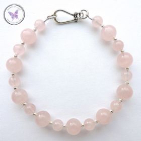 Pretty Rose Quartz Bracelet with Silver Hook Clasp